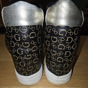 Womens GUESS High-Top Wedge Fashion Sneakers with Gold Accents- Size 7 - Fair